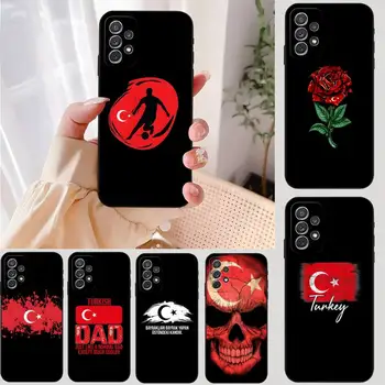Калъф за мобилен телефон с Флага на Турция Samsung A01 A11 A12 А02 A21 A22 A20 A10 S A5 A6 A7 2018, Черен Мек Силиконов Калъф