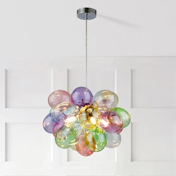 Модерни Полилеи led с разноцветни стъклени топки Гланц Начало Декор Вътрешно Подвесное Потолочное осветление с Трапезария и Хол, Спалня Висящи лампи