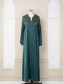 MT016 Дубай Мюсюлманска дамски дрехи, расшитая мъниста, Тежка промишленост, Нова мода и Атмосферното рокля Абая