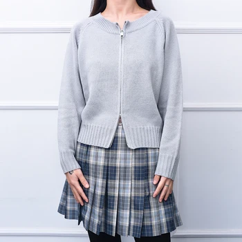 2024 НОВ пролетно-есенен вязаный жилетка за жени, якета, на база сив пуловер с цип, палта, блузи, ежедневни тенденция, мода