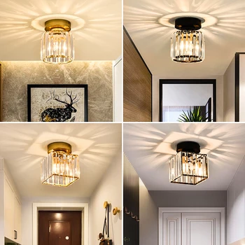 Модерен кристална тавана лампа в скандинавски стил, тавана лампа в затворени помещения, коридор, стълбище, Спалня, ресторант, лампа за декорация на дома