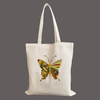 Чанта през рамо с африкански мотиви във формата на пеперуда, студентски дамска чанта, торби за многократна употреба за пазаруване, холщовая чанта-тоут, ръчни чанти за пазаруване