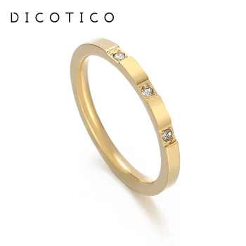 Модерен пръстен от неръждаема стомана за мъже и жени Gold Rose gold Silver цвят Кръгли Годежни пръстени с кристали, Пръстени, Бижута Подаръци