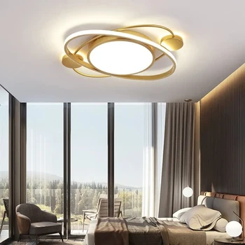 Модерен led тавана лампа, Полилей, Златна лампа за спални, лампа за хранене, Метални лукс, обзавеждане за кабинет, Вътрешна лампа