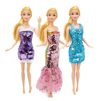 Принцеса рокля за момичета от 30 см, модерно рокля с лъскава пола, рокля русалка, рокля на принцеса за кукли, играчки за кукли, аксесоари за кукли
