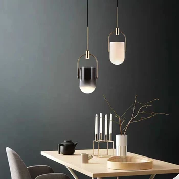 Модерна led подвесная лампа, висящи лампи от скандинавския стъкло, декорация на всекидневна, трапезария, бар, Мрежест Червена лампа за ресторант