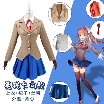 Литературен клуб Heartbeat cos облекло училище униформено Облекло за cosplay Monica
