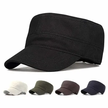 2023 Реколта мъжки шапки и шапки с плосък покрив, выстиранные, регулируеми по размер шапки, военни шапки за мъже и жени