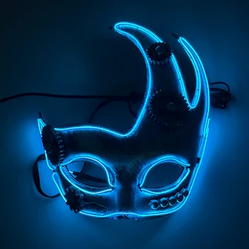 Светещ led маскировочная маска на половината от лицето на Неонова подсветка Маска за cosplay на Хелоуин, Светещи маски за танцово шоу, подпори за костюми