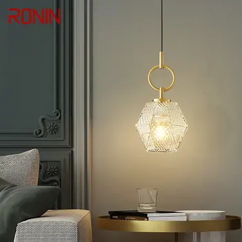 Модерен месинг окачен лампа RONIN, led златни, медни висящи лампи, Лесен, креативен интериор за дома, спални