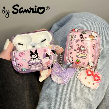 Sanrio Hello Kitty Kuromi Калъф За слушалки Сладък Cartoony Калъф За слушалки Bluetooth от Мека TPU с Брелоком за Ключове AirPods 1/2/3 Pro