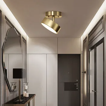 Модерен led тавана лампа, изчистен отточна тръба на шарнирна връзка тавана лампа за спални, хол, коридор, кръгли медни осветителни тела за дома