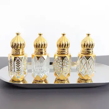 луксозни Златни флакони за парфюми за еднократна употреба обем 6 мл, Стъклена бутилка етерично масло в един свитък, Празен контейнер за тестване на проби козметика
