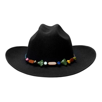 Реколта ковбойская шапка унисекс в западен стил с широка периферия и плосък покрив за активен отдих - Стилна ковбойская шапка-трильби за мъже и