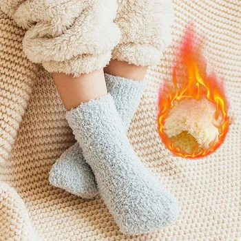 Зимни топли детски чорапи от коралов руно за момичета и момчета, Меки есенни неща за деца, мини чорапи за секс за новородени от 0 до 5 години