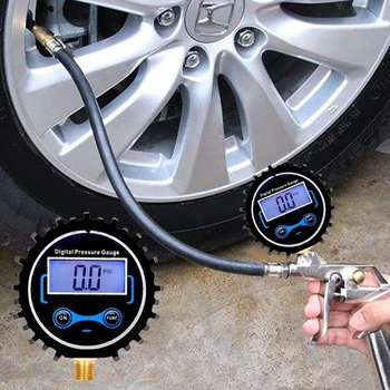 Цифров манометър за налягането в гумите Цифров измерител на налягането на въздуха в гумите на автомобил