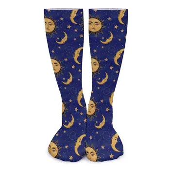 Забавни чорапи с Луната, реколтата, чорапи със слънчеви звездите, дишащи чорапи за новостите, нескользящие дизайнерски чорапи подарък за рождения си ден