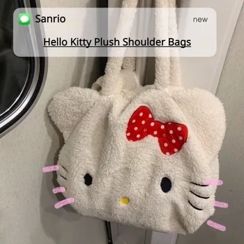 Sanrio Hello Kitty, плюшена чанта през рамо, кавайная чанта с голям капацитет, модерна скъпа чанта-тоут, чанта за пътуване до работа, студентски страхотна чанта