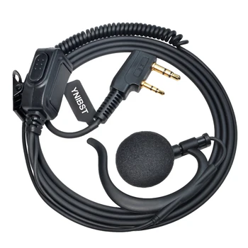 Лека слушалка-заушник G-образна форма с вградени водачи за микрофон ПР, 2-пинов Радиогарнитура за шунка радио Baofeng 888S UV-5R UV-82 Retevis Kenwood