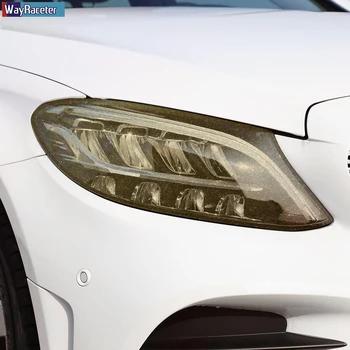2 броя Защитно фолио за фарове, Прозрачна черна стикер от TPU за Mercedes Benz C Class W205 2015-On Аксесоари