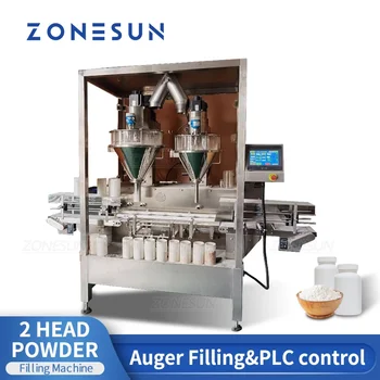 Машина за бутилиране на прах ZONESUN ZS-FM500D Напълно Автоматичен Шнековый опаковка с двойни глави, частици млечни топчета, голям пълнител