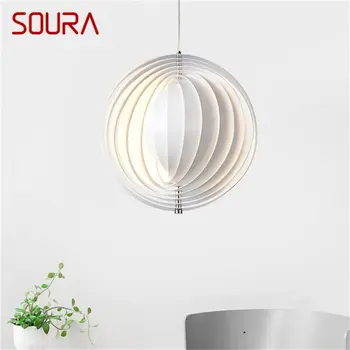 Окачен лампа SOURA, модерни и креативни бели led лампи, осветителни Тела за дома, декоративно трапезария